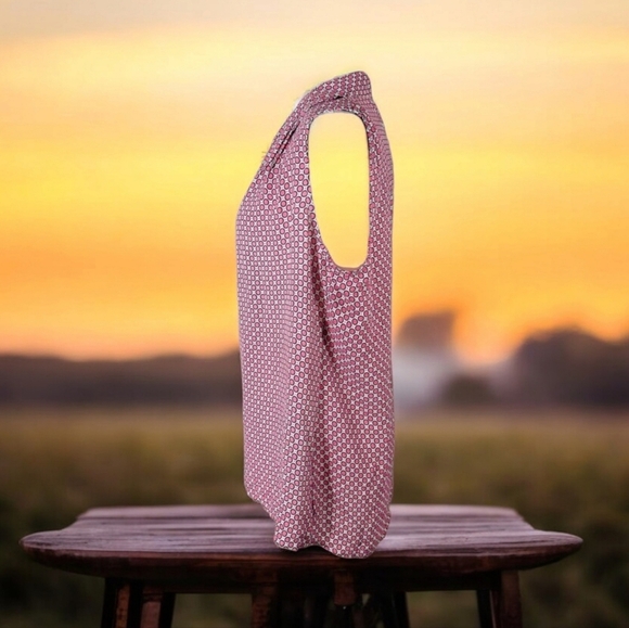 Rose & Olive pink polka dot V-Neck sleeveless pleated flowy blouse Xl - Picture 7 of 9